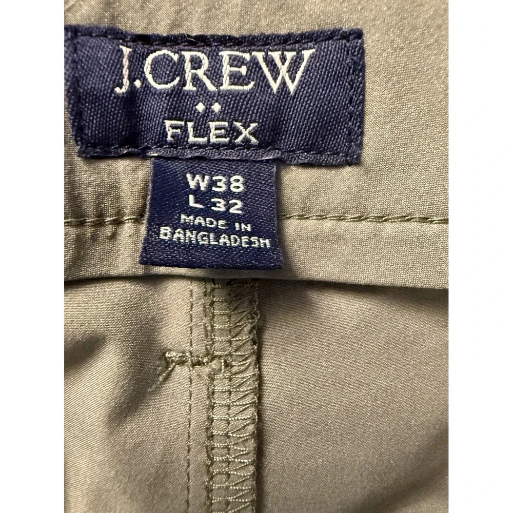 J.Crew Flex Straight Fit Mens Pants 38x32 Olive Green Chinos Stretch Khakis - Picture 2 of 7